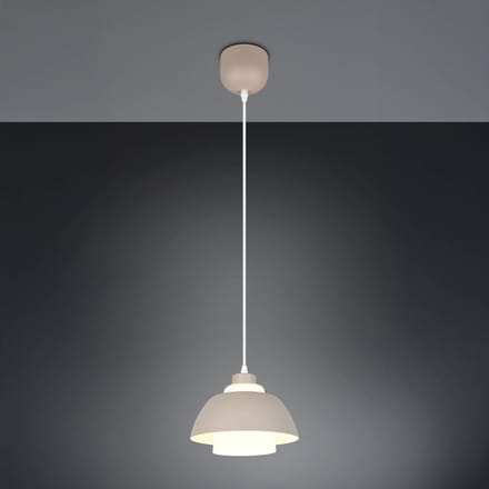 Reality Leuchten Hanglamp Tilos, beige, Ø 23 cm, metaal/glas, E27