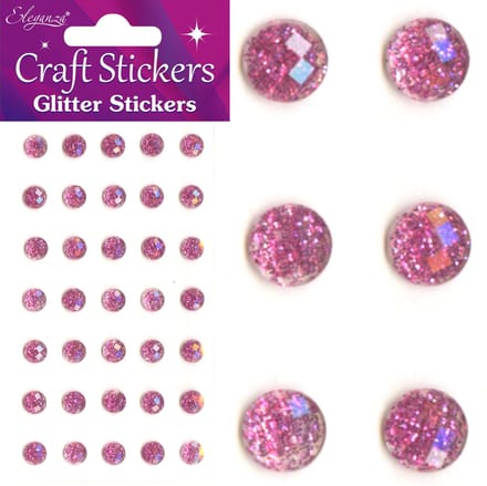 Oaktree - Stickers Glitter Diamantjes Licht Roze (per vel) 8mm