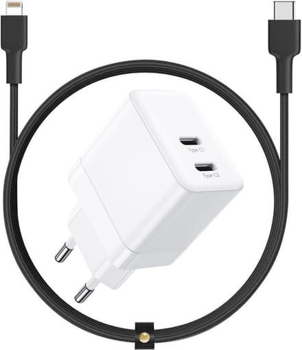 Snellader geschikt voor iPhone - Oplader geschikt voor iPad - Usb C Adapter - 35w - Dynamische Snellader - Usb C Power Adapter - Dubbele usb C Oplader