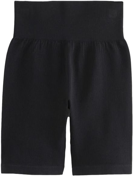 Next - Dames - Geribbelde fietsshort met hoge taille - Zwart