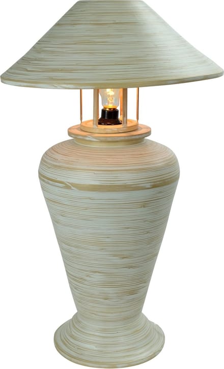 Fine Asianliving Bamboe Tafellamp Spiraal Handgemaakt Wit D40xH65cm