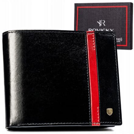 Rovicky - Leren Portemonnee - RFID Bescherming - Middelgroot - Goudkleurige Accent