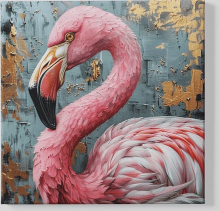 Vierkant Canvas Schilderij - Flamingo - 100x100x2 cm