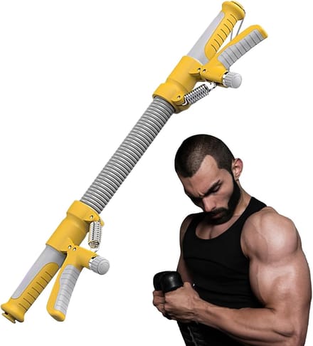 Armtrainer Krachttraining - Borst Armtrainer - Functionele Spieropbouw - Individuele Intensiteitsregeling - 55 x 16 x 7 cm - Geel