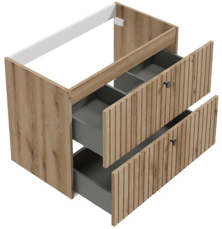 Deftrans Rietti - Badkamerkast met Wastafel - 80 cm - Geribbelde lamellen - Hangend model - Dąb Evoke