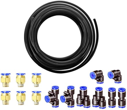 Dailygoods- Persluchtslang 10 Meter - Flexibele Luchtslang - Polyurethaan - 12 mm x 8 mm - Zwart - Hoge Druksterkte