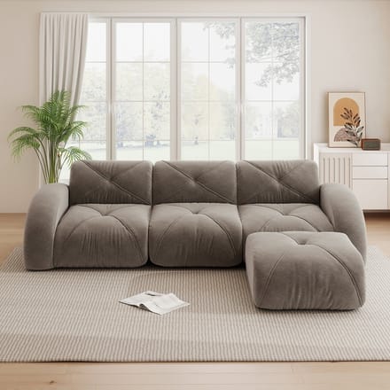 MODFU Modulaire Hoekbank - Framevrij En Flexibel - Modern - Voor Woonkamer - Chenille - Bruin