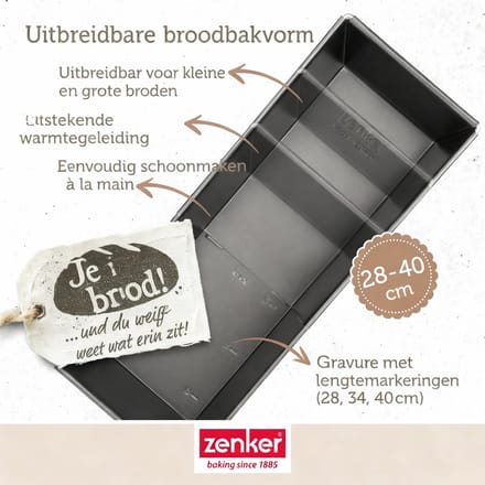 Uitrekbare cakevorm 28 tot 40 cm Zenker Black Metallic
