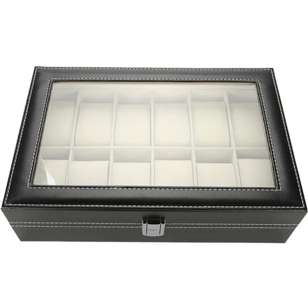 12 Vakken PU Leer Horloge Display Case Opbergdoos Organizer Horloge Sieraden Display Doos gray