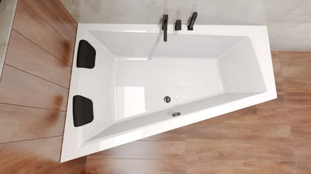 Badland INTIMA hoekbad 170 x 125 cm links wit met hoofdsteun zonder zijpaneel