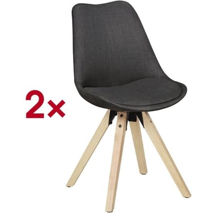Set van 2 eetkamerstoelen »Lima« stoffen bekleding antraciet