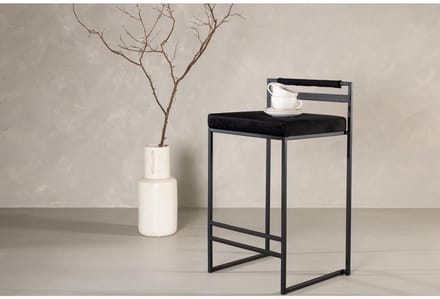 Svea - Pano barkruk 66 cm - velvet - zwart