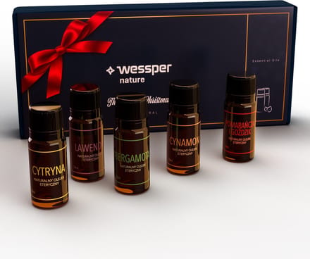 Kerst etherische olie set van 5 stuk - Kerstmix - ideaal als Kerstmis cadeau in giftbox