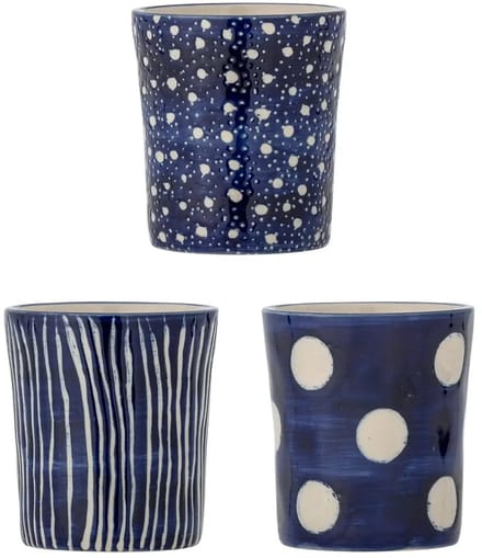 Bloomingville Mok aardewerk blauw Minoa - set van 3
