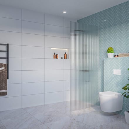 FugaFlow Eccelente Vetro Inloopdouche - ribbel glas - 90x200cm - 8mm - nano - blind inbouw profiel
