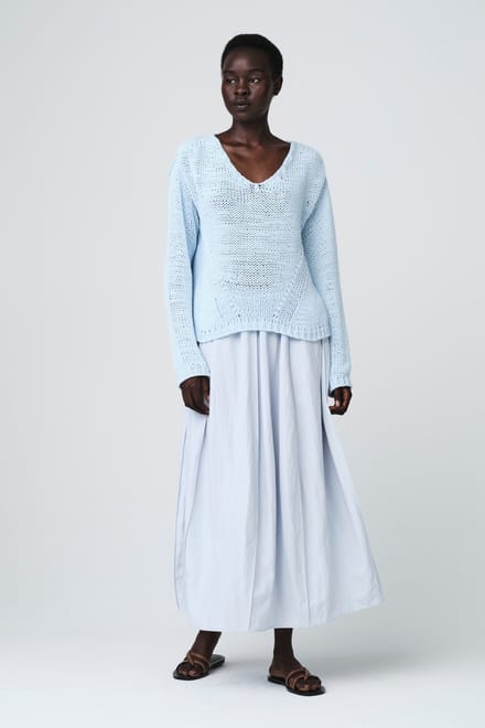 Fancy cotton Pullover E20197S | Light Blue - Light Blue / S