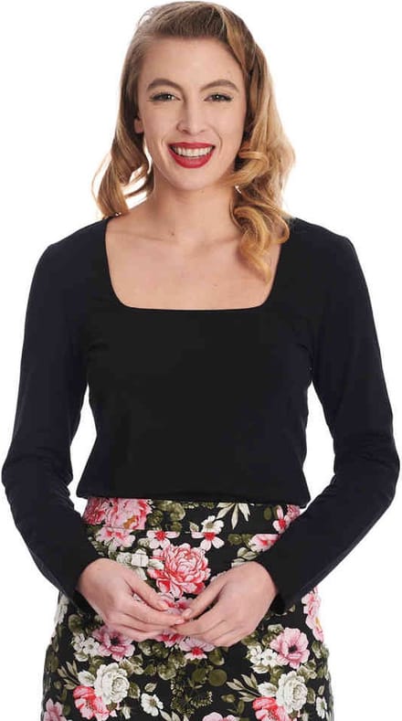 Banned - Sweet Sue Square Longsleeve top - M - Zwart