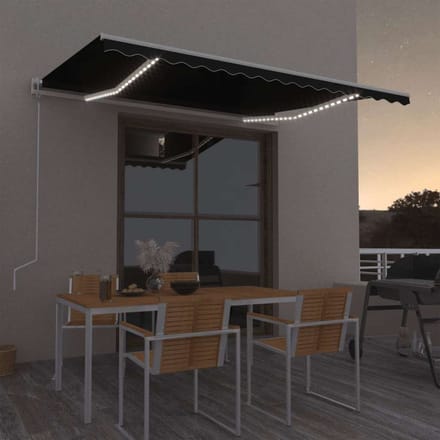 vidaXL - Luifel - automatisch - met - LED - en - windsensor - 400x350 - cm - antraciet