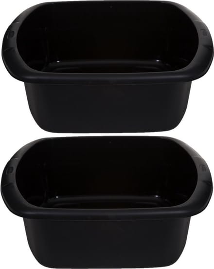 Whitefurze Afwasteil/afwasbak - 2x - 9 liter - zwart - 38 x 32 x 13 cm