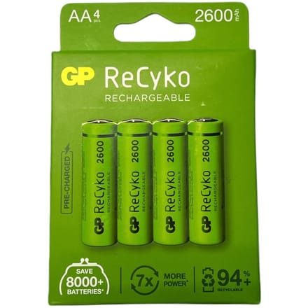 GP ReCyko AA Battery 2600 mAh NiMH 4-Pack