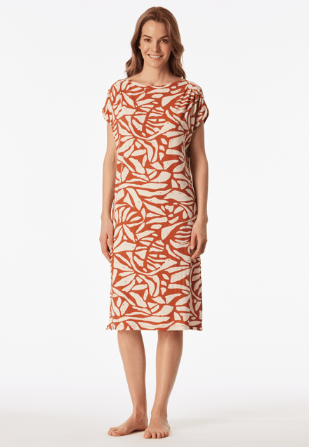 Nachthemd met korte mouwen, terracotta - Selected Premium 48