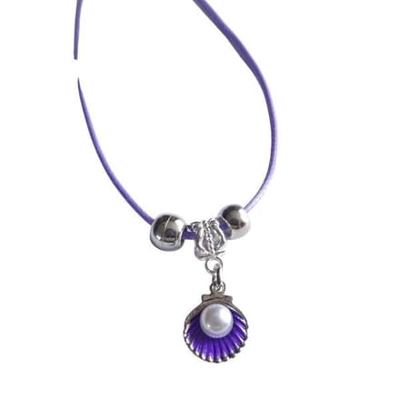 2 Love It Parelschelp LP - Ketting - Lengte: 45 cm - Leer - Paars