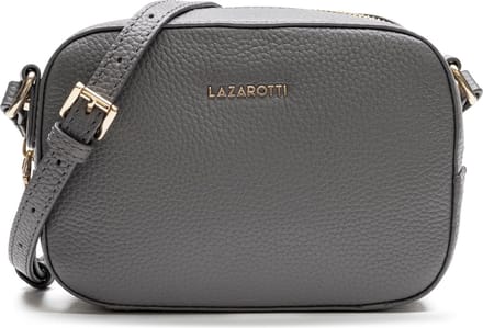 Lazarotti Leren Schoudertas Bologna Leather Shoulder Bag Grey Grijs