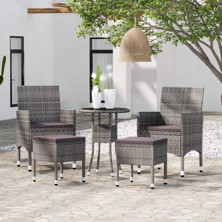vidaXL - 5-delige - Loungeset - poly - rattan - grijs