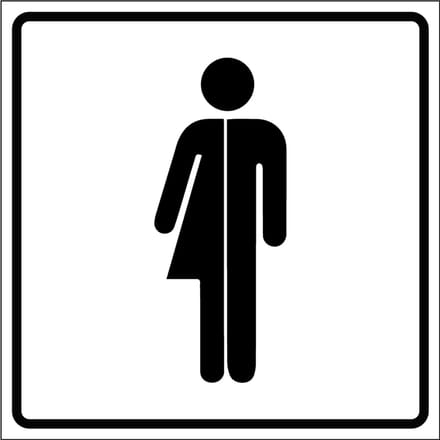 Genderneutraal toilet sticker, wit 100 x 100 mm