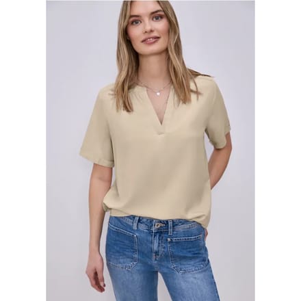 Blouse met korte mouwen en omslag