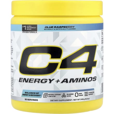 C4 / Cellucor, C4® Energy + Aminozuren, Blauwe Framboos, 250 g (249 g)