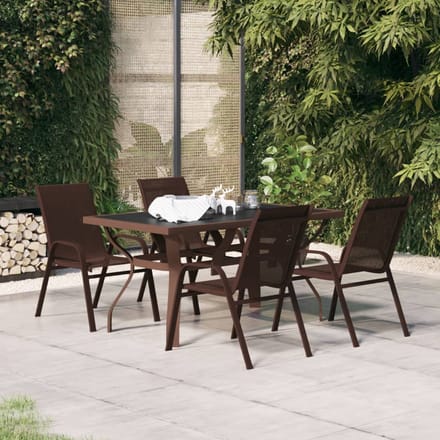 vidaXL - 5-delige - Tuinset - bruin - en - zwart