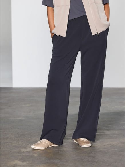 Next - Dames - Slinky superzachte jersey modal blend wijde pijpen pull-on broek - Zwart