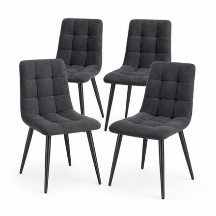 Innovastore Eetkamerstoelen - Eetkamerstoel - Eettafelstoel - Stoel - Gestoffeerde stoelen - Set van 4 - Fluweel - Grijs