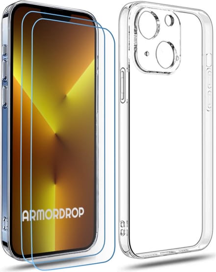 ArmorDrop Transparant Hoesje Inclusief 2x Screenprotector Geschikt Voor iPhone 13 Mini