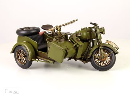 Maddeco - blikken - leger - motor met zijspan - groen - blik - legermotor
