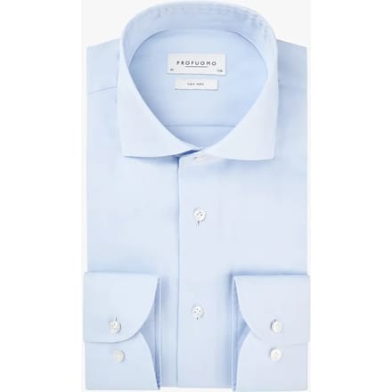 Profuomo Strijkvrij Overhemd Slim Fit Fine Twill Extra Long Sleeve Licht Blauw   43