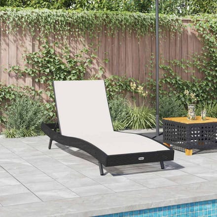 vidaXL - Ligstoel - Zwart - en - Wit - 197 - x - 70 - x - 82 - cm - poly - rattan