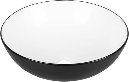 Differnz Waskom Badkamer Duo - Keramiek - Rond - Zwart/wit - 39,5cm