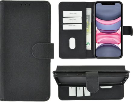 Hoesje Geschikt voor iPhone 11 Pro Max - iPhone 11 Pro Max Book Case Wallet Zwart Cover