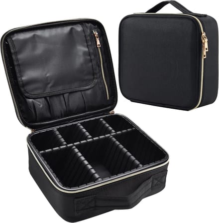 Zwarte make-uptas met opbergstructuur en handgreep - Compacte organizer voor make-up