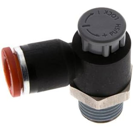 L-stuk Regelventiel 8 mm - R1/4'' Regeling-in Messing/Nylon Borgmoer