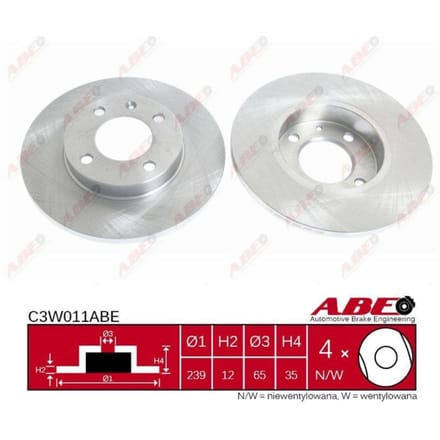 Remschijf ABE C3W011 voorkant, compleet, 1 Stuk