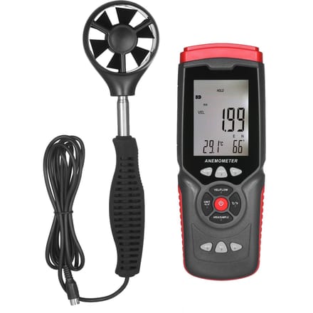 Draagbare digitale anemometer Professionele multifunctionele anemograaf met afneembare hulpventilator Black & Red