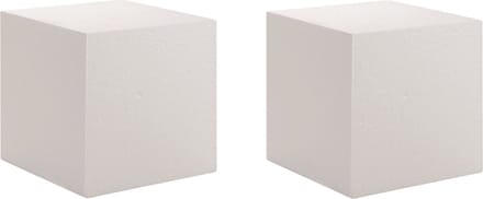 Hobby/knutsel piepschuim kubus blok - 2x - 20 x 20 cm - wit - figuren om te knutselen