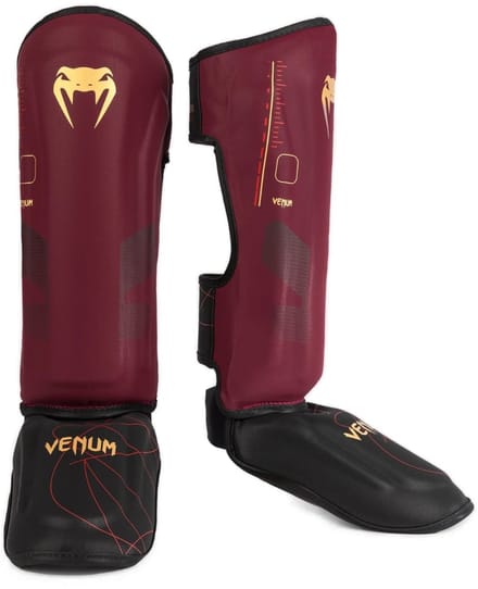 Venum Tactical XT Kickboks Scheenbeschermers Burgundy Zwart Goud - L