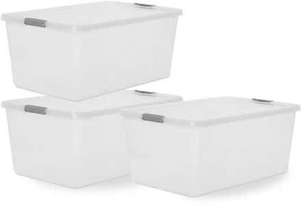 IRIS Storage Opbergbox met clips - 40L - Extra Ruim - Stapelbaar - Kunststof -Transparant/Grijs - Set van 3