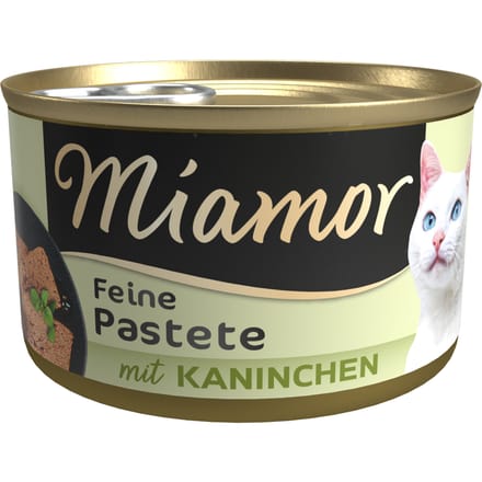 12 x 85 g Miamor Pastete natvoer voor katten + 50 g Miamor Kissies met eend gratis! - Konijn