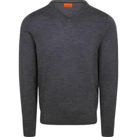 Suitable Merino Pullover V-Hals Antraciet - Maat S - Heren