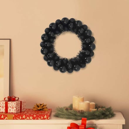 vidaXL - Kerstbal - Kransen - 2 - st - Zwart - 33 - x - 33 - x - 7 - cm - Polystyreen